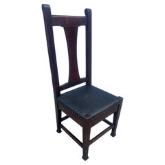 Antique Roycroft Chair w/ Original Leather and Tacks, Stickley Era- W7739   SALE