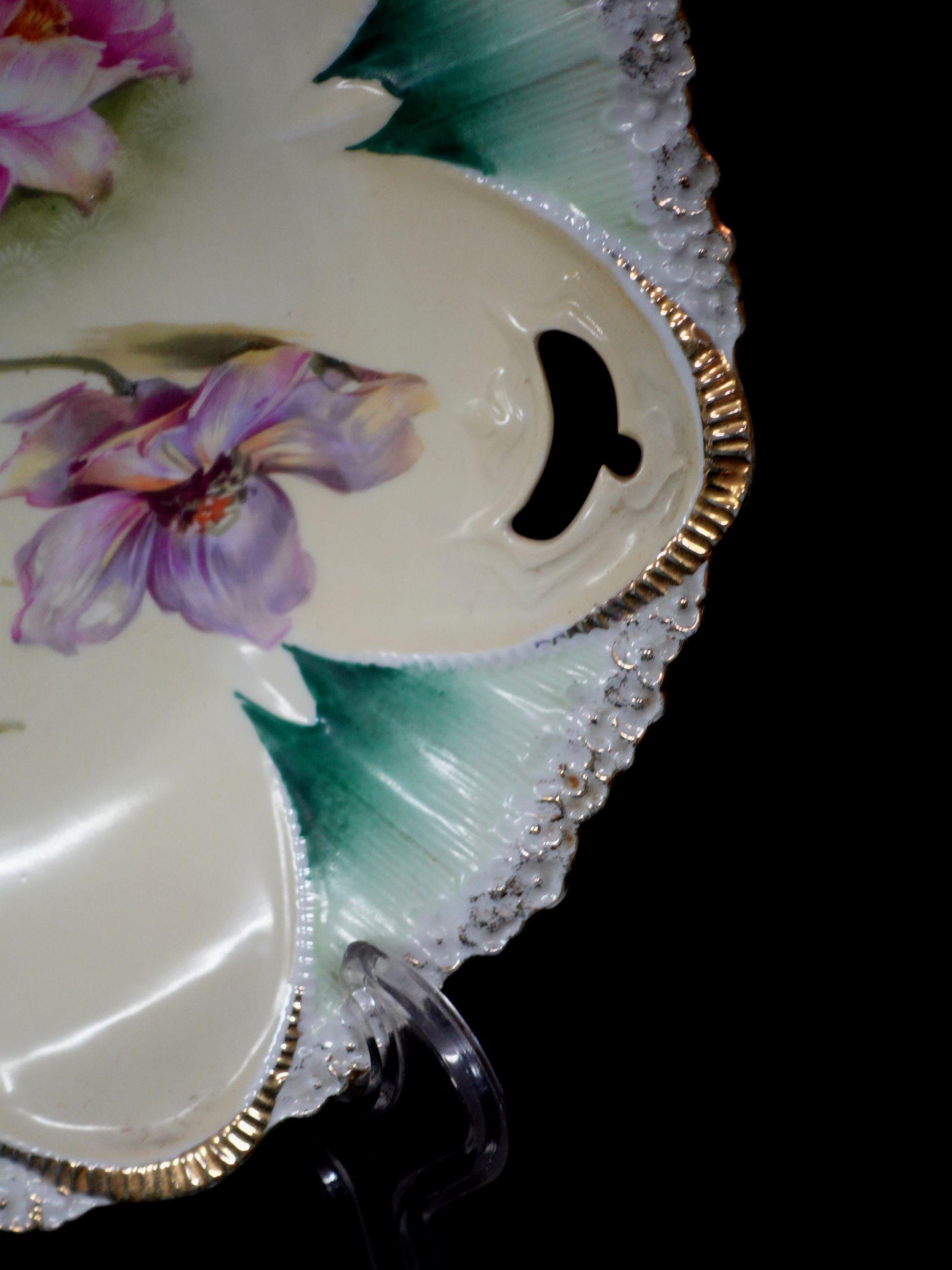 Antique RS Prussia German Porcelain Plate, #Ric00015 In Excellent Condition For Sale In Norton, MA