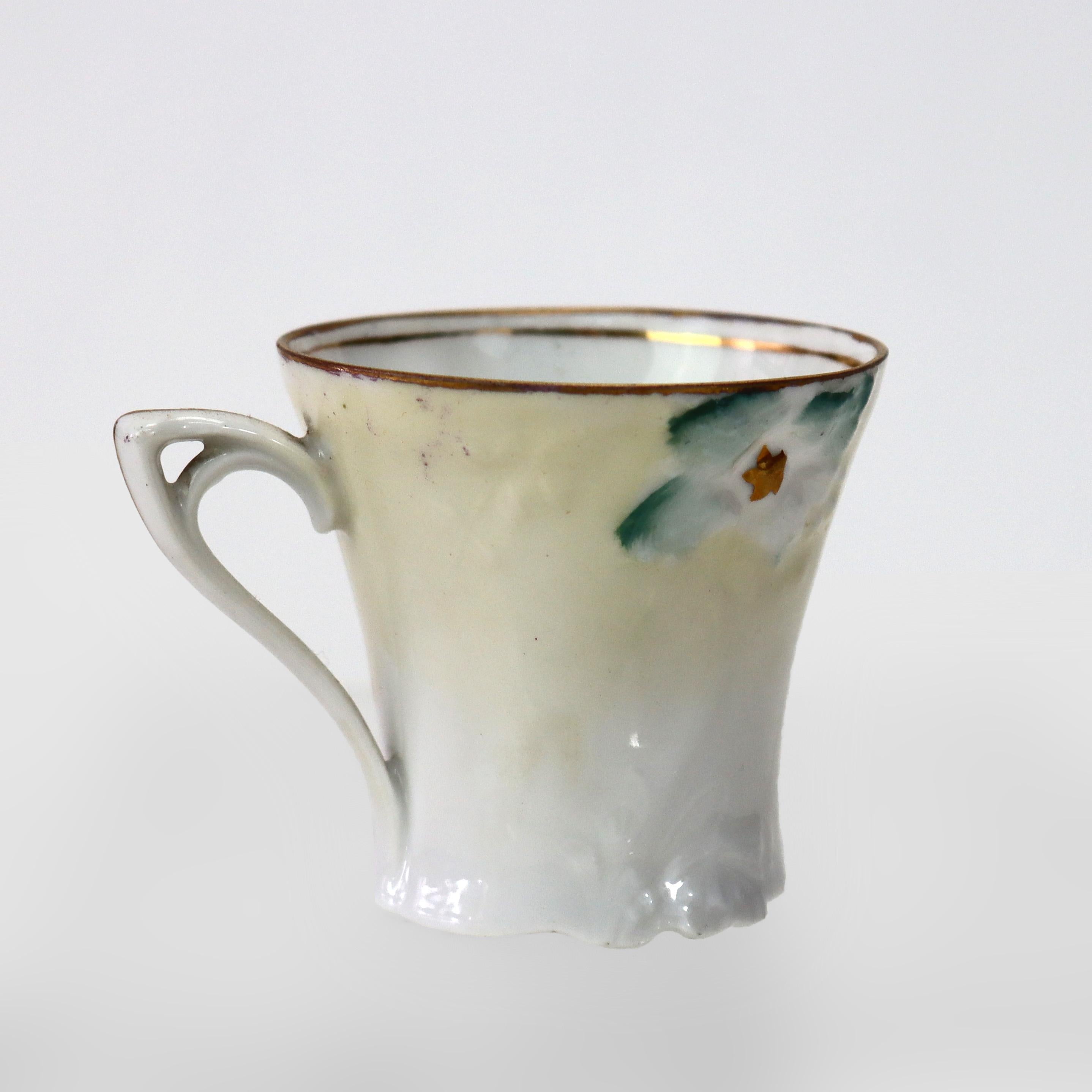 XIXe siècle Ancienne chocolatière en porcelaine de RS Prussia avec 5 tasses à demitasse c1890 en vente