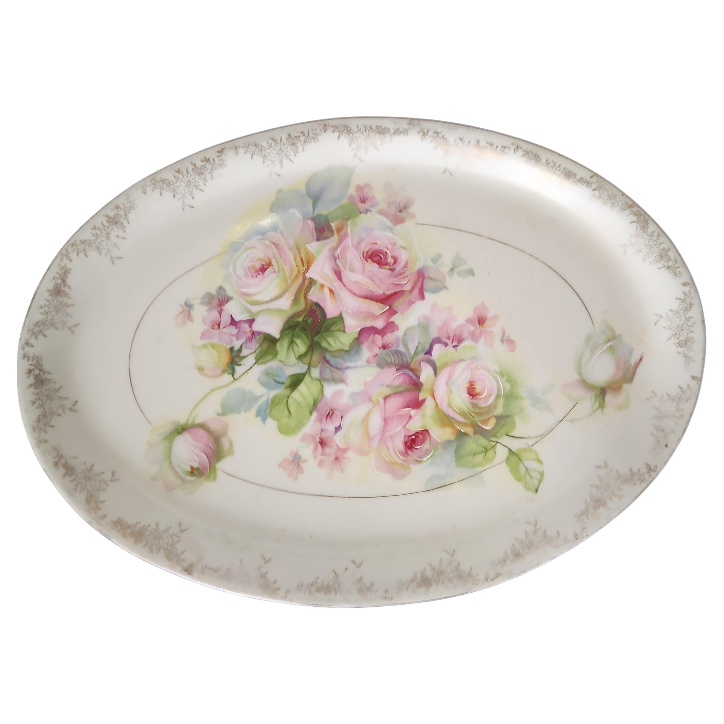 Antiguo plato rosa pintado a mano RS Prussia Reinhold Schlegelmilch en Bueno estado para la venta en Chula Vista, CA