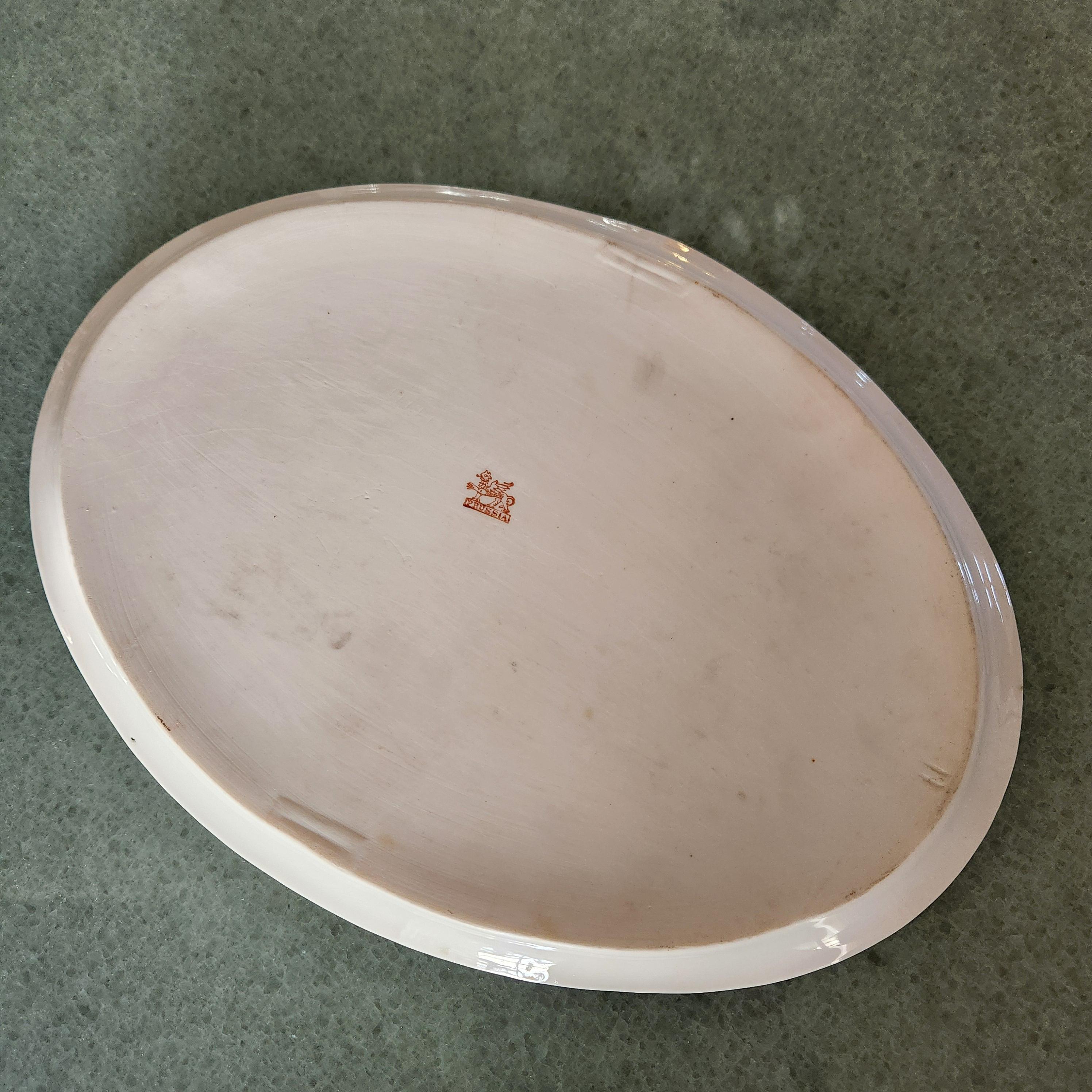 Antiguo plato rosa pintado a mano RS Prussia Reinhold Schlegelmilch en venta 1