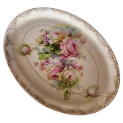 Antico piatto a forma di rosa dipinto a mano di RS Prussia Reinhold Schlegelmilch