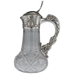 Antique Rssian Pan-Slavic Silver and Cut-Glass Decanter, Kurliukov, circa 1910