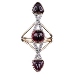 Antique Rubellite and Diamond Ring of 14k Gold