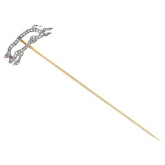 Antique Ruby and 0.23 Carat Diamond, 18k Yellow Gold Pig Pin Brooch Circa 1930