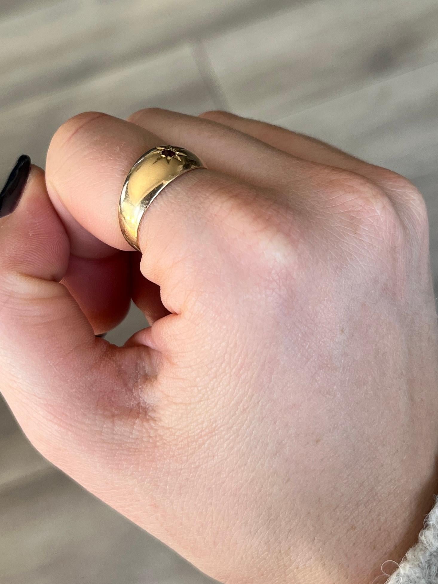 Antiker Rubin- und 18 Karat Gold Gypsy-Ring (Edwardian)