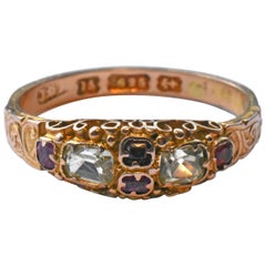 Antique Ruby and Chrysoberyl 15K Gold Ring
