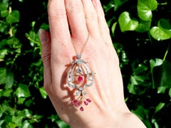 Antique Ruby and Diamond 12 Karat Yellow Gold Pendant / Brooch