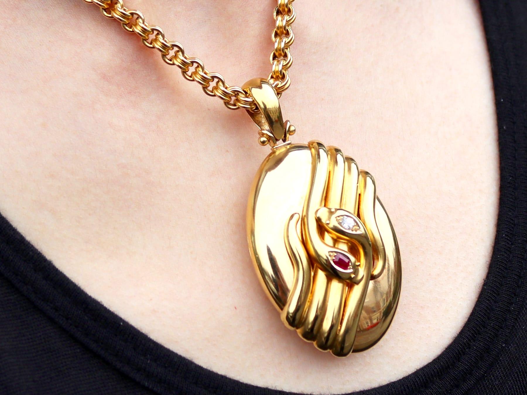 Antique Ruby and Diamond 18k Yellow Gold Locket Pendant Circa 1880 For Sale 6