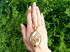 Antique Ruby and Diamond 18 Karat Yellow Gold Locket Pendant Circa 1880
