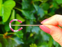 Antique Ruby and Diamond Yellow Gold Pin Brooch