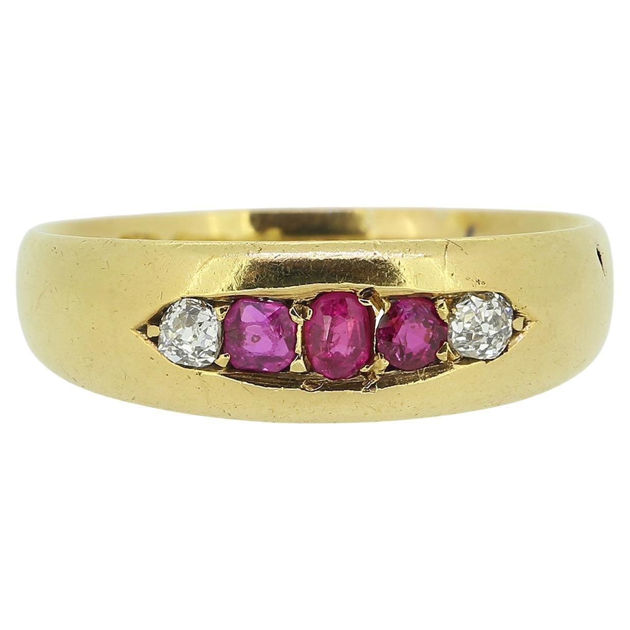 Antique Ruby and Diamond Band Ring