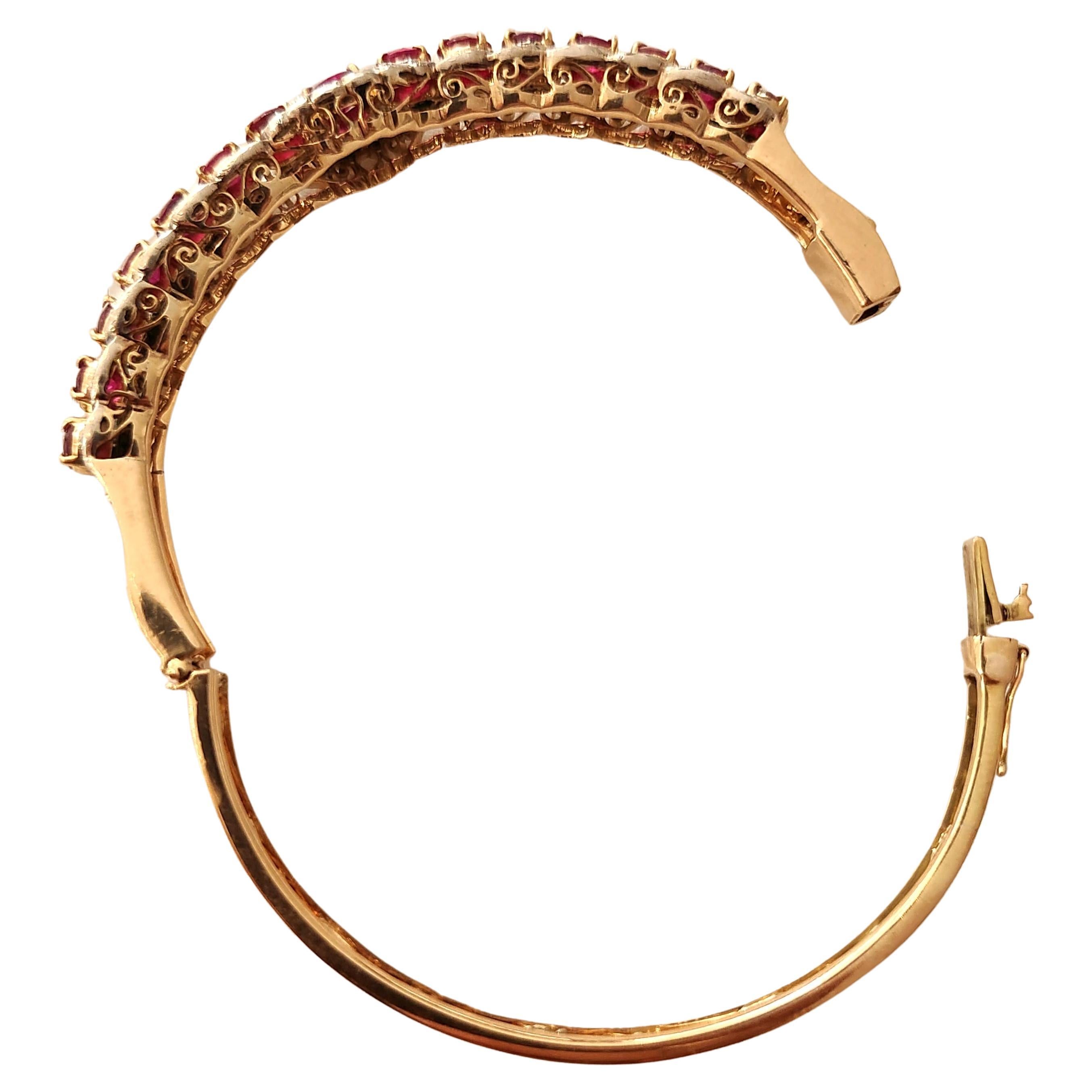 Antique Ruby And Diamond Gold Bangle Bracelet For Sale 3