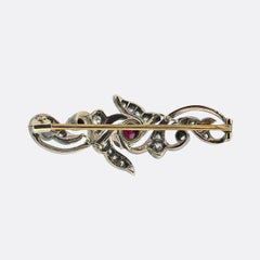 Antique Ruby and Diamond Brooch