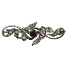 Antique Ruby and Diamond Brooch