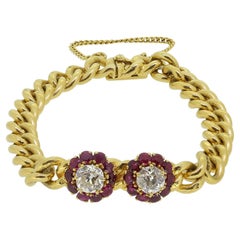 Antique Ruby and Diamond Chain Bracelet
