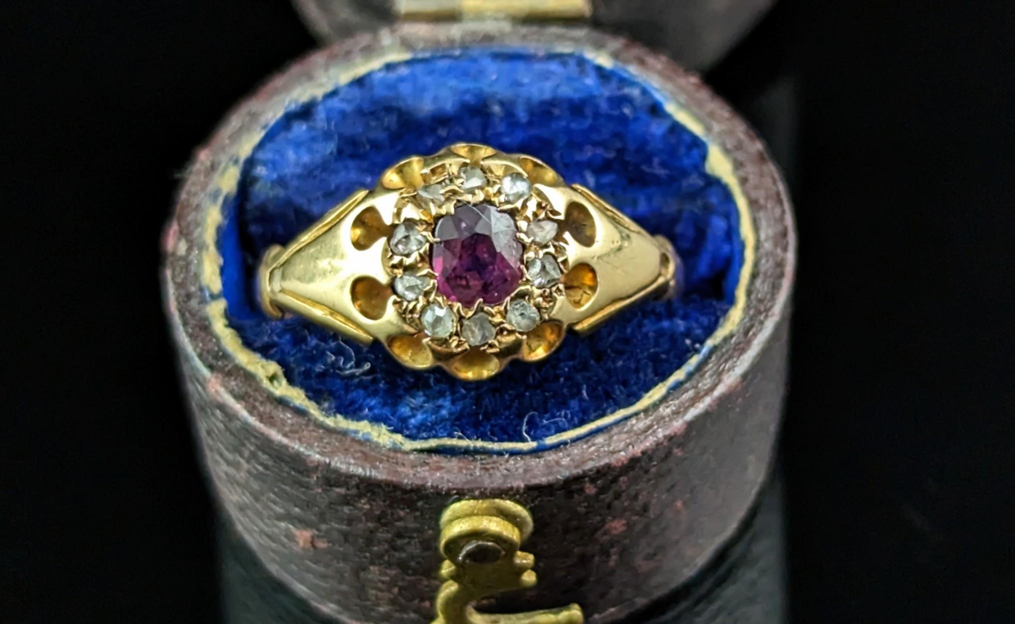 A classic and timeless antique cluster ring is a perfect gifting or engagement ring choice.

This gorgeous Edwardian era cluster ring is one of those elegant beauties, it features a lovely pinky red ruby which is surrounded by a halo of rose cut