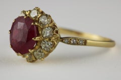 Antique Ruby and Diamond Cluster Ring