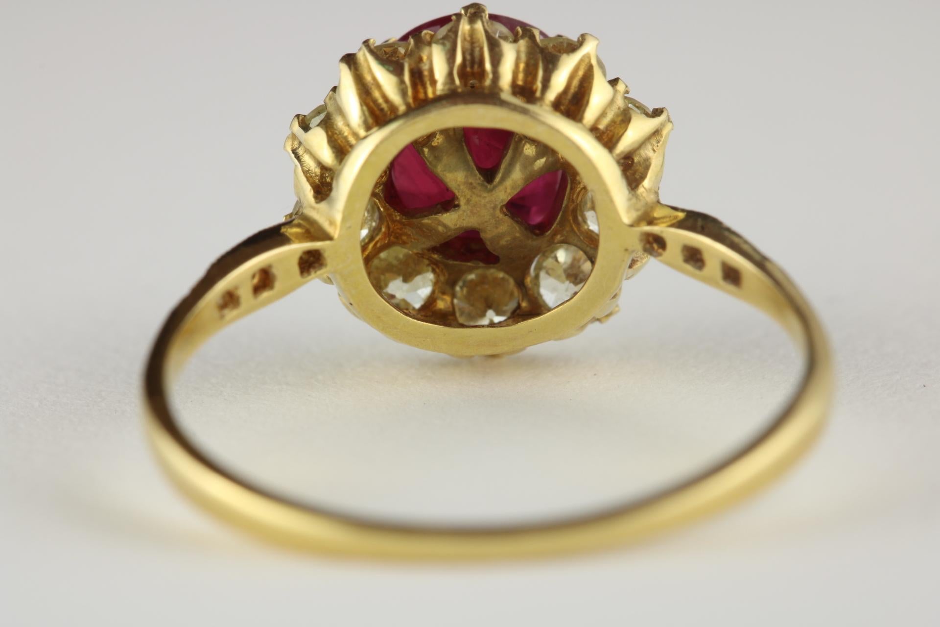Antique Ruby And Diamond Cluster Ring - image 4