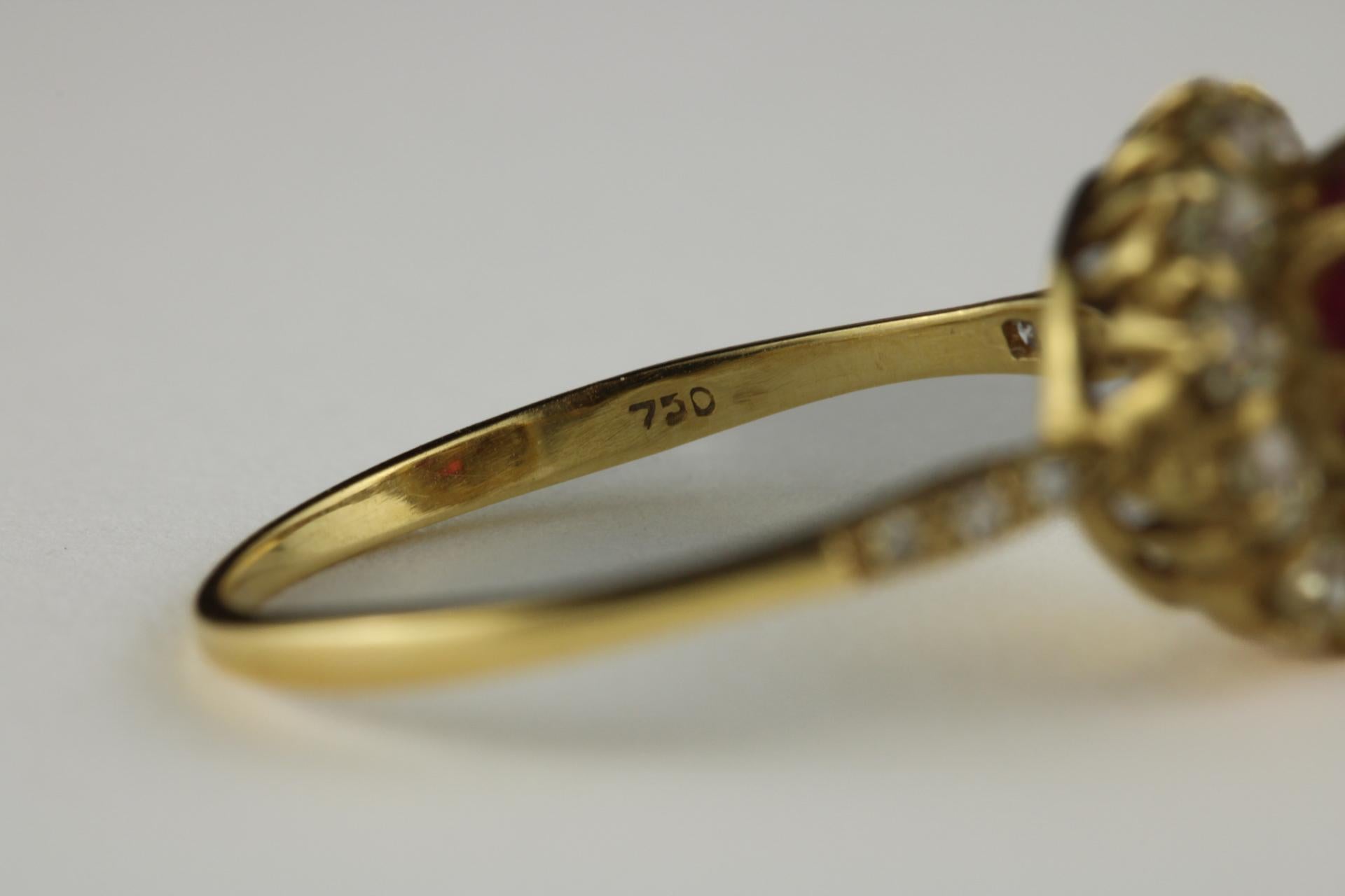 Antique Ruby And Diamond Cluster Ring - image 5