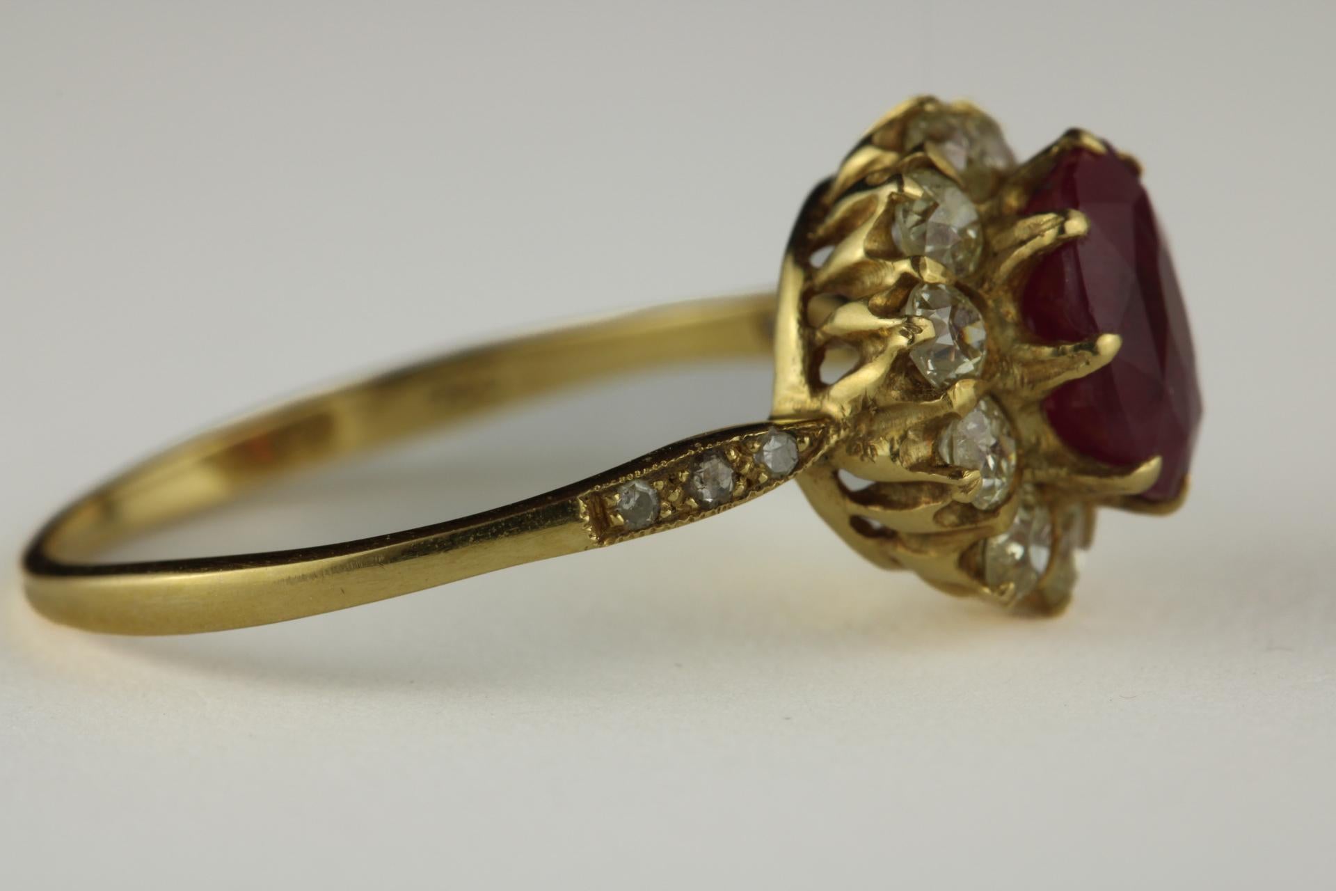 Antique Ruby And Diamond Cluster Ring - image 6