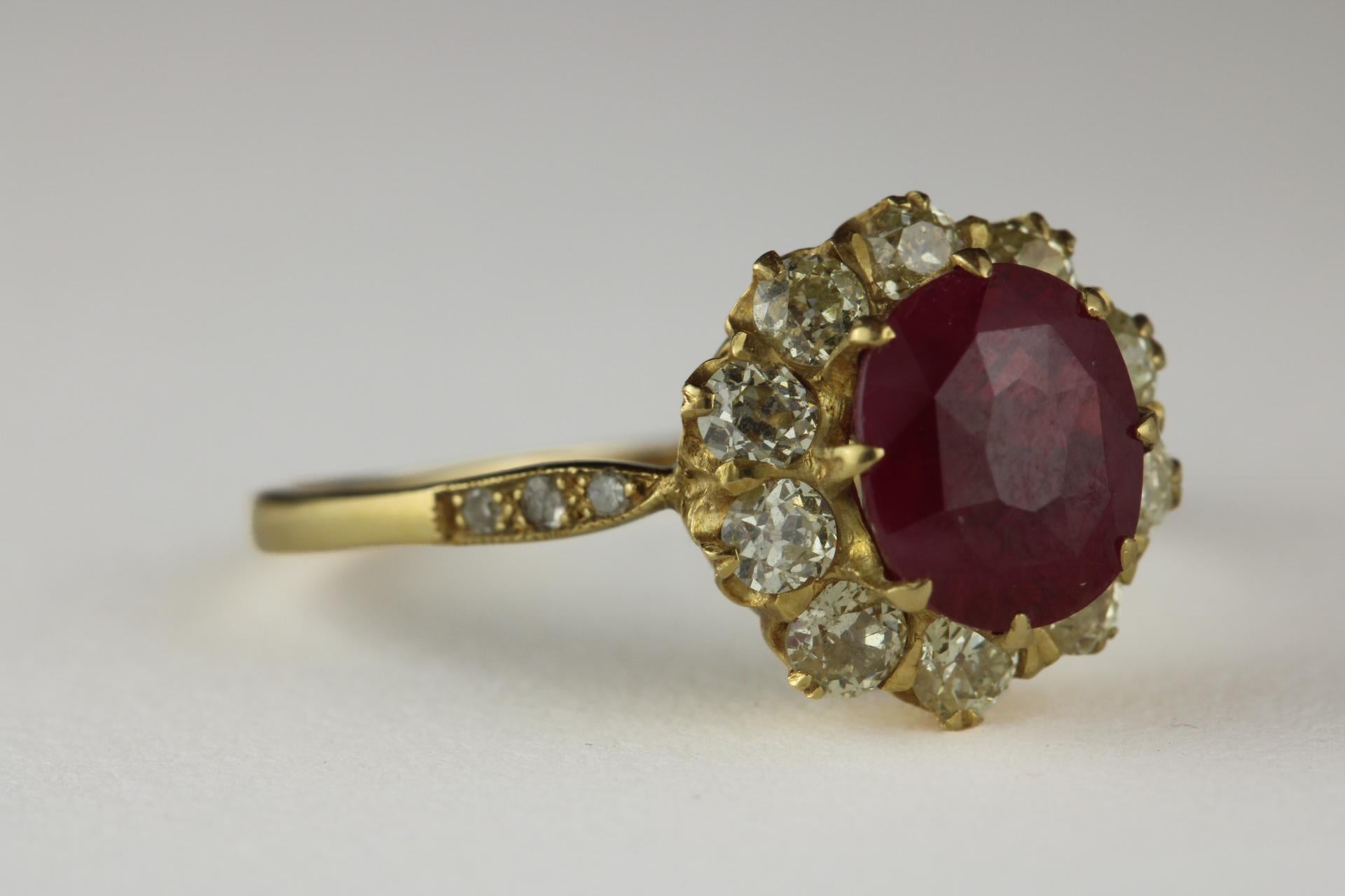Antique Ruby And Diamond Cluster Ring - image 7