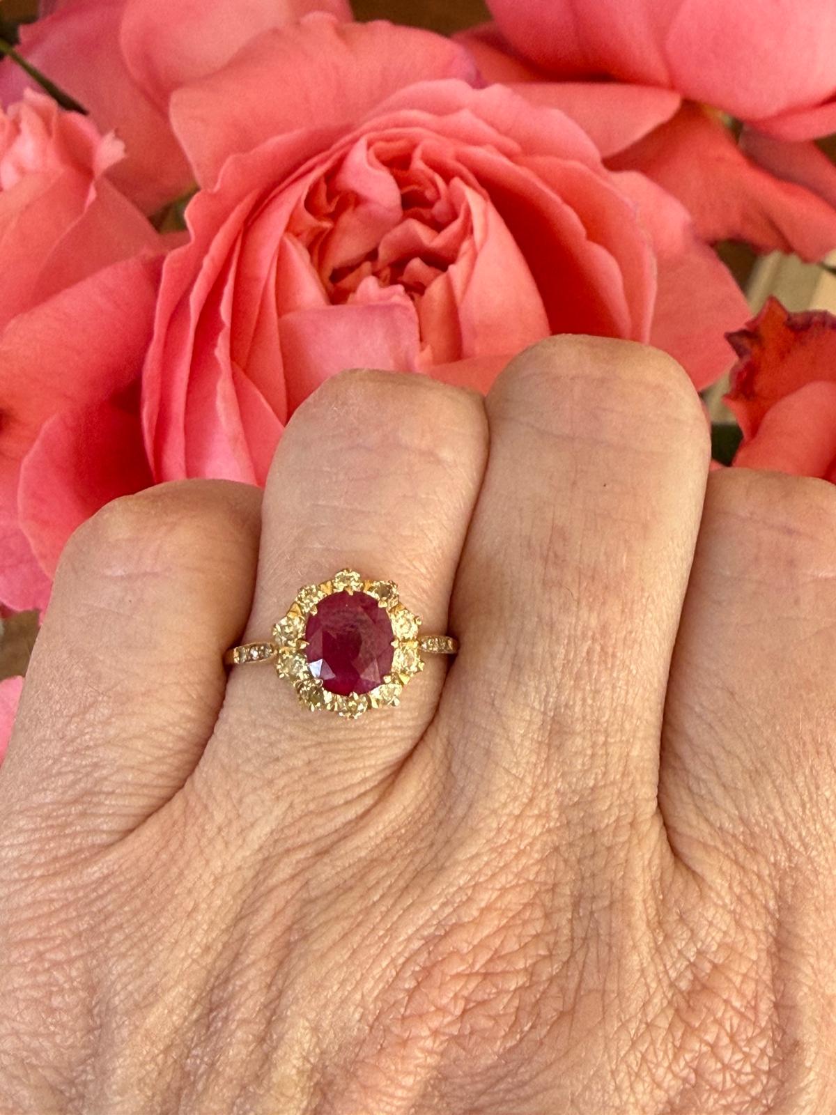 Antique Ruby And Diamond Cluster Ring - image 9