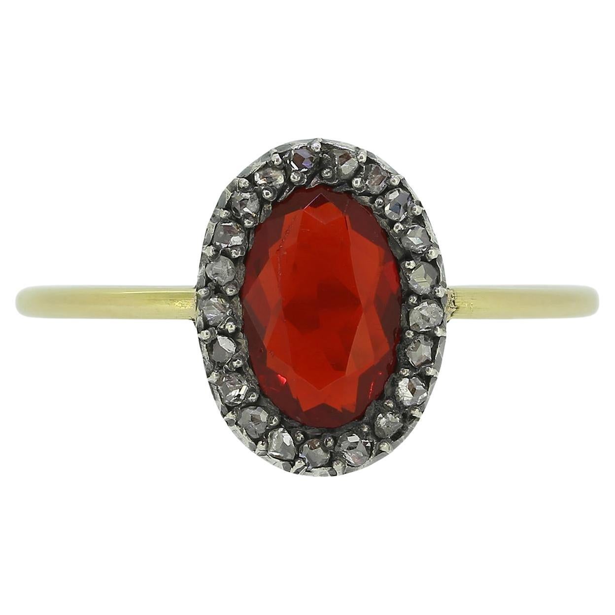 Antiker Rubin- und Diamant-Cluster-Ring
