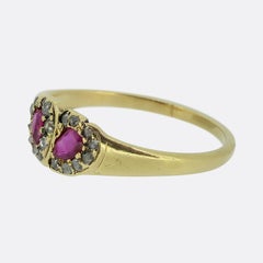Antique Ruby and Diamond Double Heart Ring