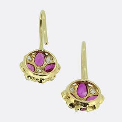 Antique Ruby and Diamond Drop Earrings