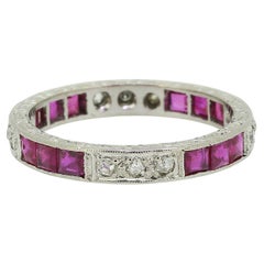 Antique Ruby and Diamond Eternity Ring Size N (54)