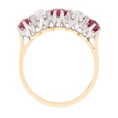 Antique Ruby and Diamond Five-Stone Ring, circa 1910s