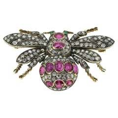 Antique Ruby and Diamond Fly Brooch