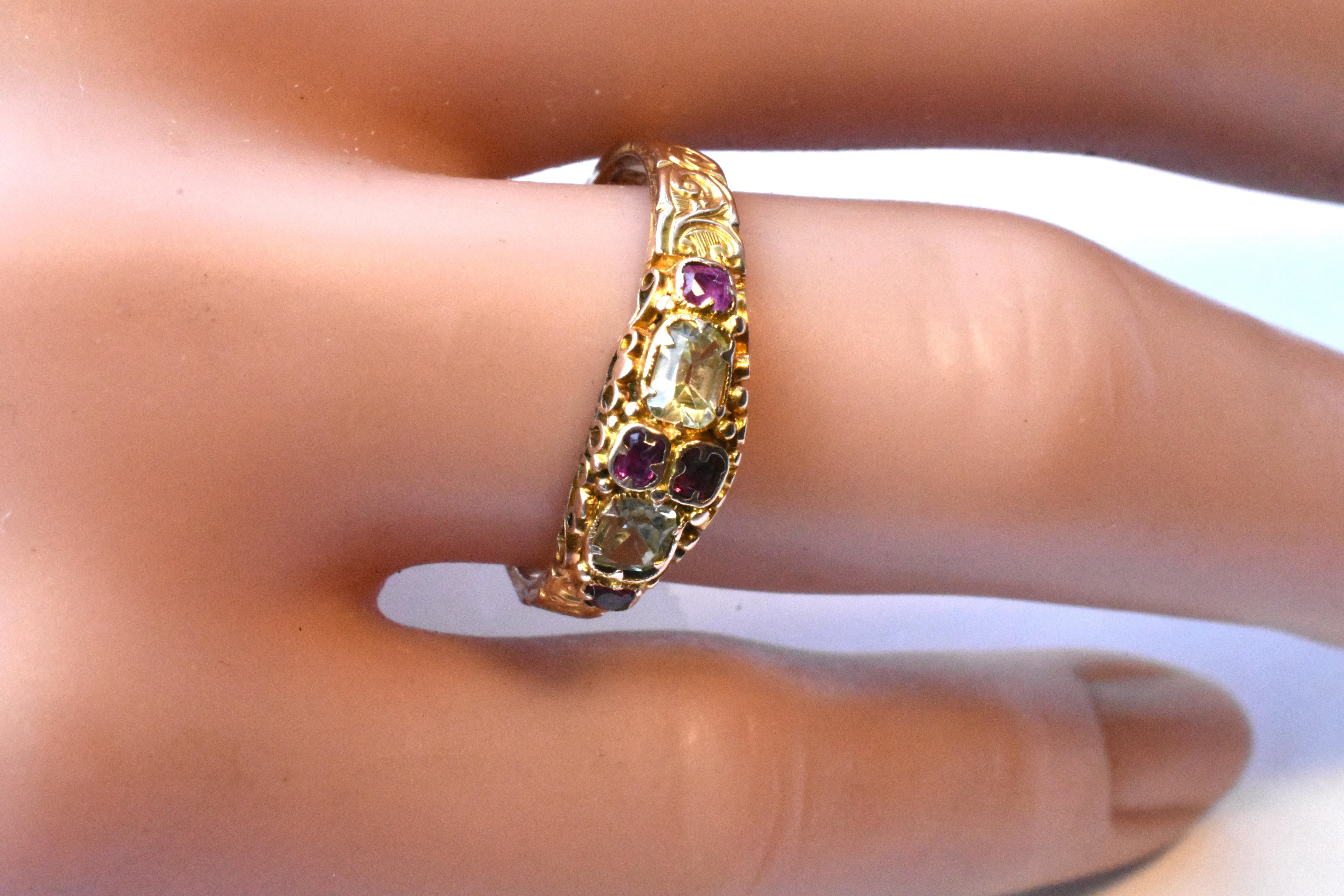 Antique Ruby and Chrysoberyl 15K Gold Ring 6
