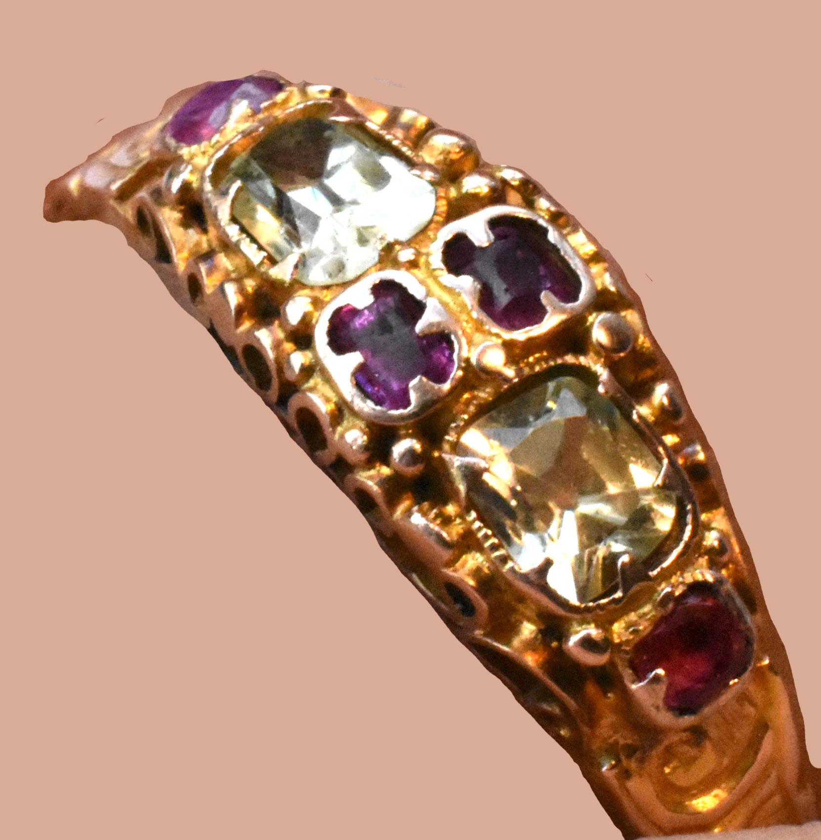 Women's Antique Ruby and Chrysoberyl 15K Gold Ring