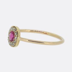 Antique Ruby and Diamond Halo Ring