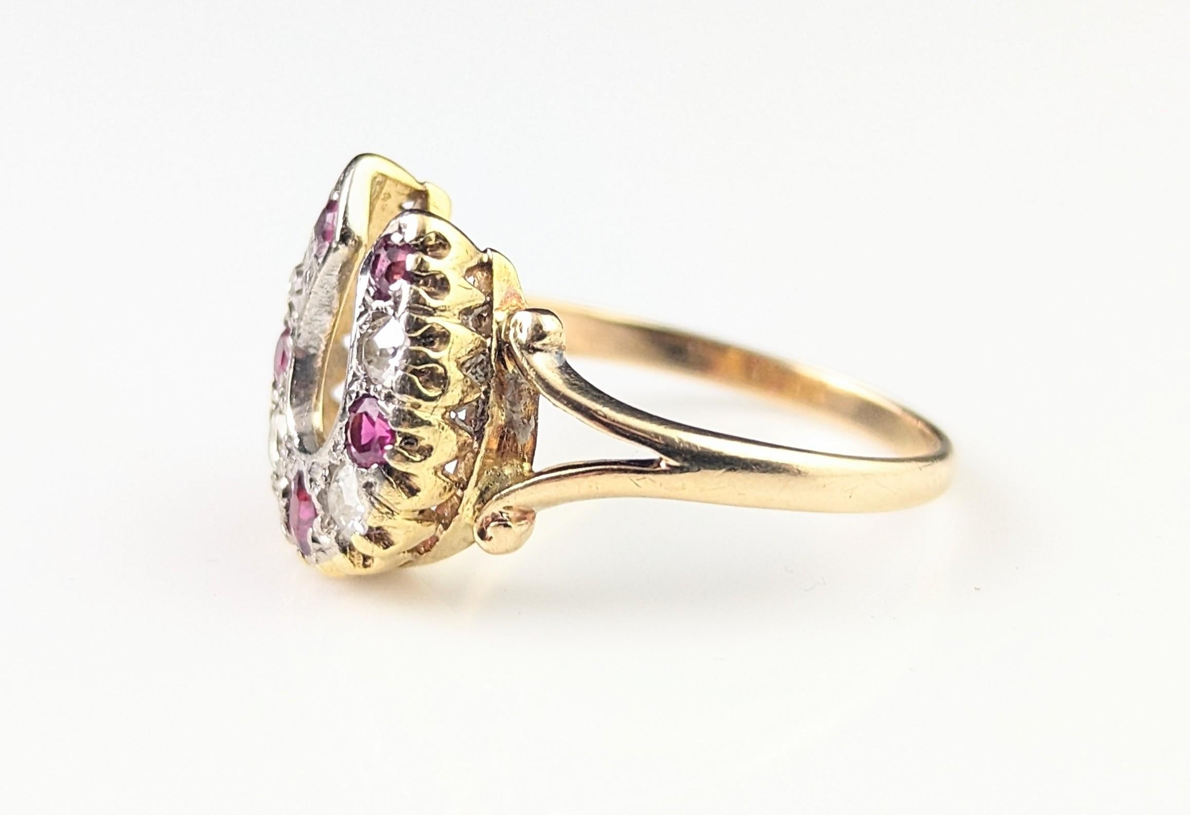 Antique Ruby and Diamond horseshoe ring, 18k yellow gold  For Sale 3