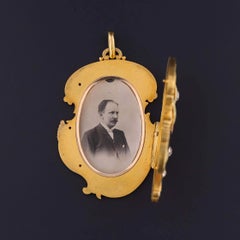 Médaillon ancien en or 14k et 18k avec rubis et diamants