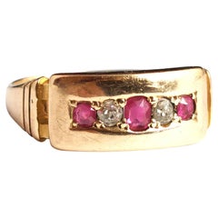 Antique Ruby and Diamond Ring, 15k Yellow Gold, Victorian