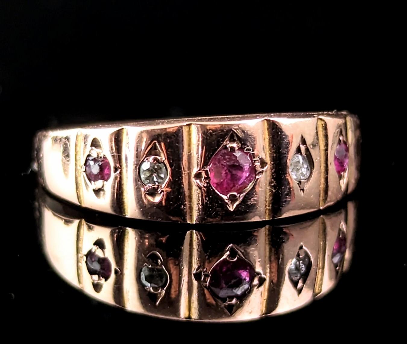 Antique Ruby and Diamond ring, 9ct gold, Art Deco  1