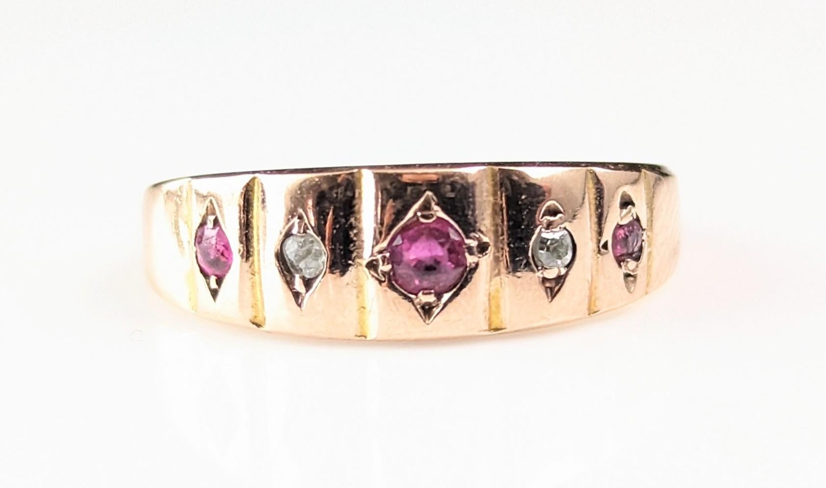 Antique Ruby and Diamond ring, 9ct gold, Art Deco  2