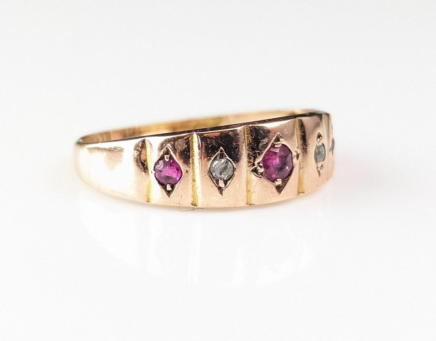 Antique Ruby and Diamond ring, 9ct gold, Art Deco  4