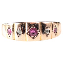 Antique Ruby and Diamond ring, 9ct gold, Art Deco 
