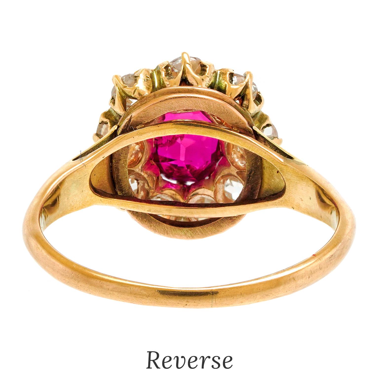 Antique Ruby and Diamond Ring No Heat Burma Unisexe en vente