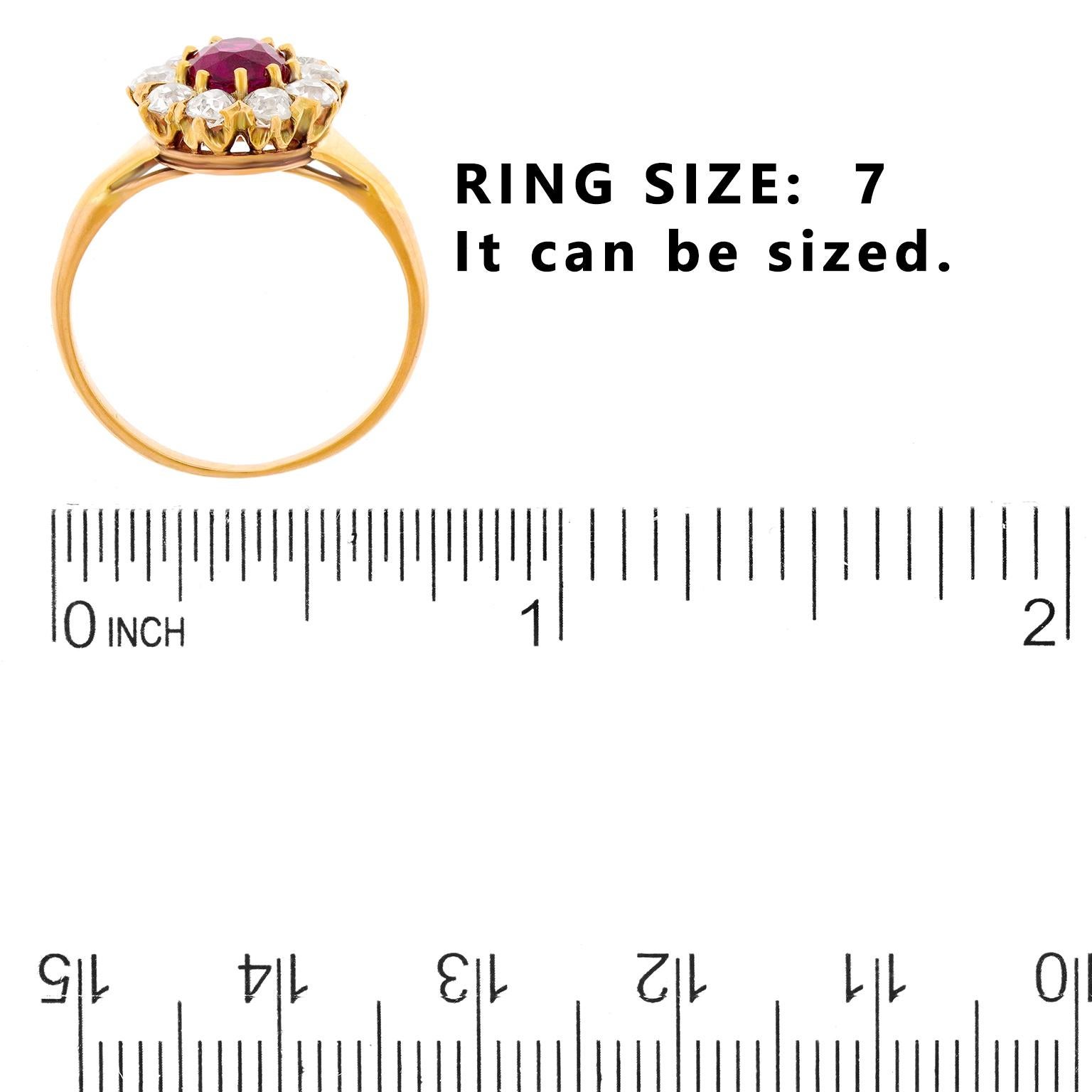 Antique Ruby and Diamond Ring No Heat Burma en vente 1