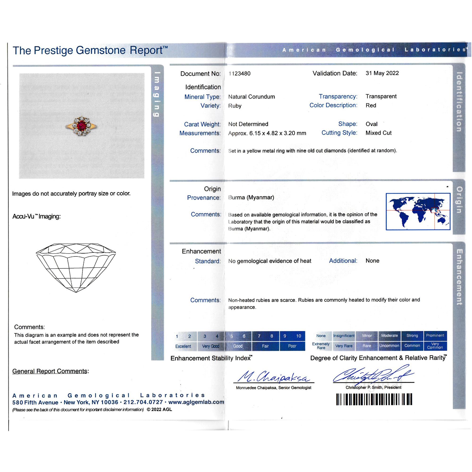 Antique Ruby and Diamond Ring No Heat Burma en vente 3