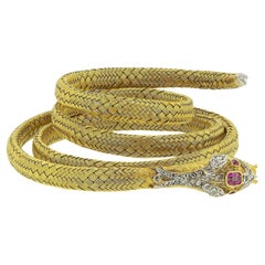 Antique Ruby and Diamond Snake Bangle