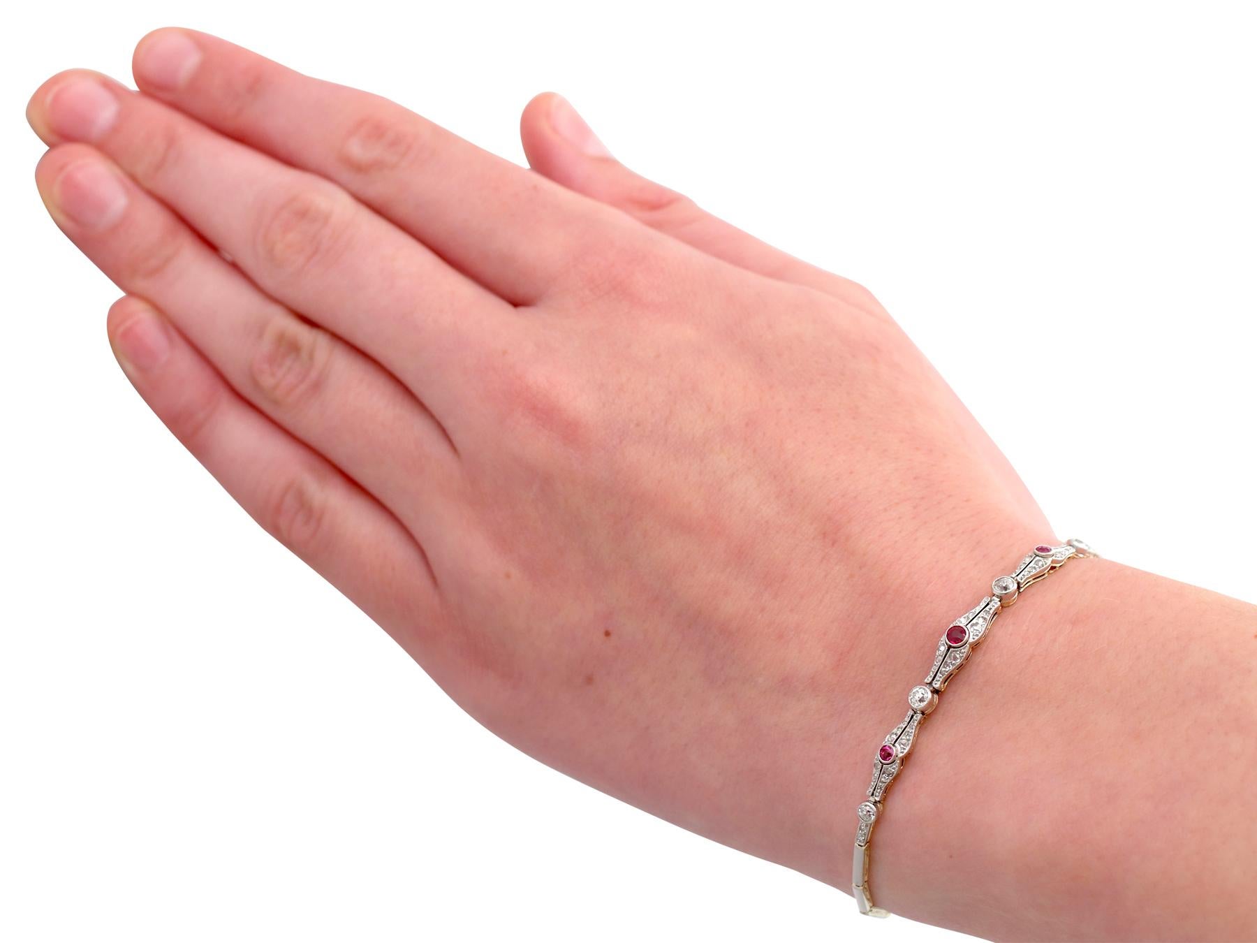 Women's 1900 Antique Ruby and Diamond Yellow Gold Bracelet