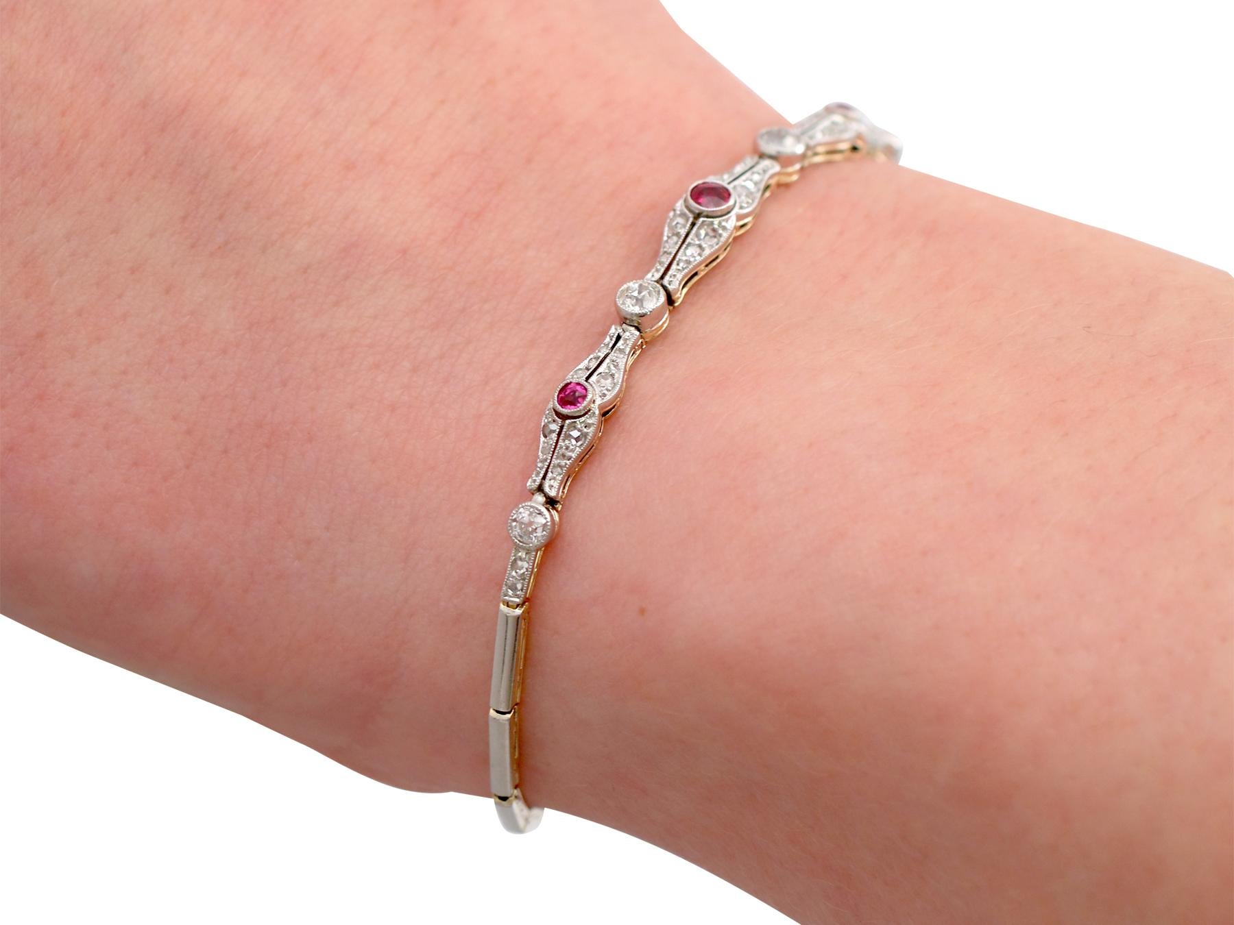 1900 Antique Ruby and Diamond Yellow Gold Bracelet 1