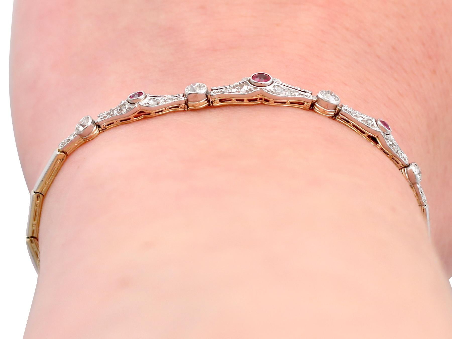 1900 Antique Ruby and Diamond Yellow Gold Bracelet 2
